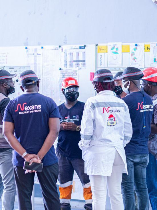 Team meeting in Nexans' plant in Abidjan