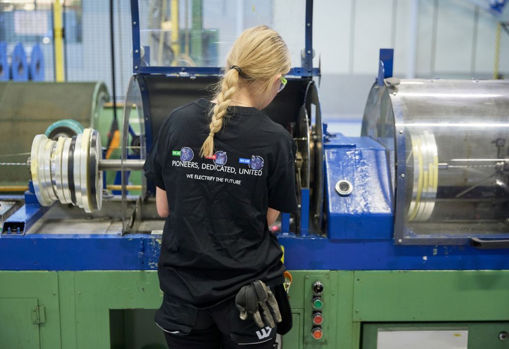 Nexans employee at Rognan factory in Norway