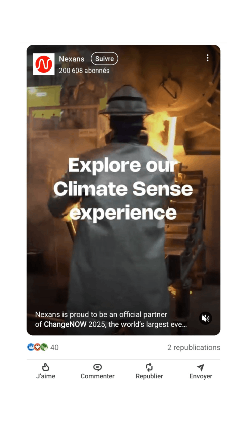 Share a key moment of Nexans' participation in ChangeNOW 2025 on social networks.