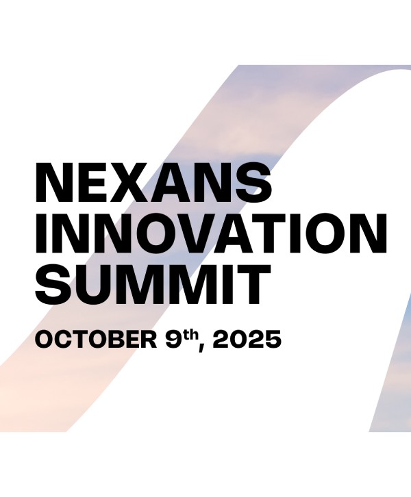 Text promoting the Nexans Innovation Summit scheduled for October 9th, 2025.