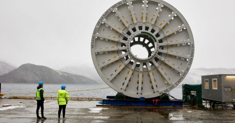 Nexans reel for subsea telecom cable, in Rognan