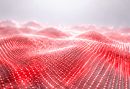 red geometrical forms on grey background